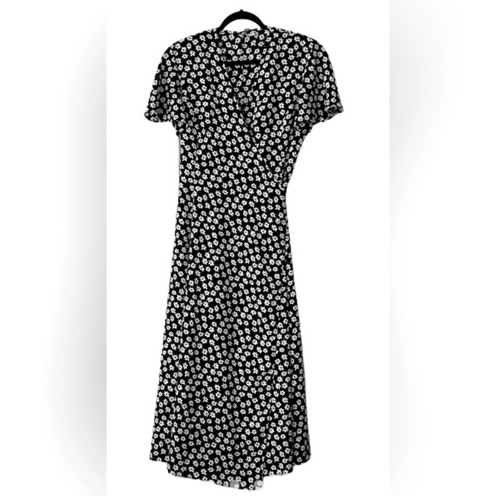Wrap dress long maxi  | floral black white | Y2K | Jaeger | vintage 80s 90s